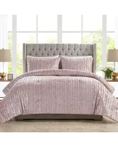 نوفا هوم طقم لحاف شتوي فرو بنمط ميتاليك فضي "Harlow" - مفرد/مفرد كبير - 4 قطع - زهري متوفر في ذا سكاوت - عمّان، الأردن