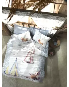 نوفا هوم-طقم وجه لحاف "Yacht" بتصميم مطبوع - 100%قطن - مفرد/مفرد كبير - 3 قطع - ازرق فاتح متوفر في ذا سكاوت - عمّان، الأردن