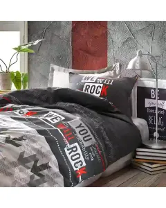 نوفا هوم-طقم وجه لحاف "Rock" بتصميم مطبوع - 100%قطن - مفرد/مفرد كبير - 3 قطع - رمادي متوفر في ذا سكاوت - عمّان، الأردن