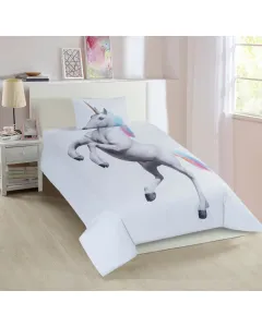 نوفا هوم - طقم وجه لحاف للأطفال - 100% قطن 200 خيط\انش مربع "Unicorn " - مفرد - 3 قطع -  أبيض  متوفر في ذا سكاوت - عمّان، الأردن