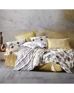 نوفا هوم "Stone" طقم لحاف بتصميم مطبوع - 100% قطن - مجوز/مجوز كبير - أصفر فاتح متوفر في ذا سكاوت - عمّان، الأردن