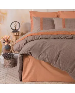 نوفا هوم "Hazel" طقم وجه لحاف - 100% قطن - مجوز/مجوز كبير - 4 قطع - بني وبرتقالي متوفر في ذا سكاوت - عمّان، الأردن