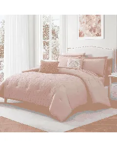 Nova Home Matrix Crinkled Summer Comforter Set - King & Super King - 8 Pcs - Pink