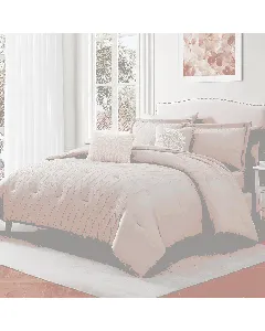 Nova Home Matrix Crinkled Summer Comforter Set - King & Super King - 8 Pcs - Beige