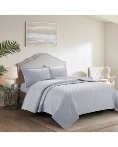 Nova Home Sonic Pre Washed Summer Bed Spread Set - Twin - 3 Pcs - Grey