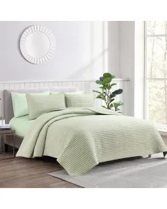 Nova Home Aurelia Pre Washed Summer Bed Spread Set - King & Super King - 6 Pcs - Green
