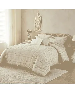 Nova Home Liz Tufted Jacquard Comforter Set - King & Super King - 8 Pcs - Sand