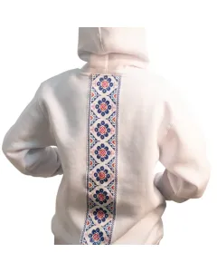 هودي أبيض بتطريز في منتصف الظهر (متوفر بعدة مقاسات)