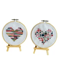 Double Hearts – 2x 14cm Hand-Embroidered Set