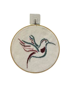 Wings of Elegance – 27cm Embroidered Birds in Wooden Frame