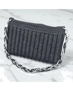 شنتة سواريه كروشيه أسود 23x14 سم