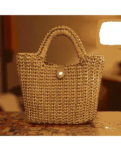 Beige Crochet Everyday Bag – Medium