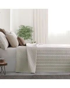 Manterol "Bouti Summer" Reversible Summer Bedspread Set - Beige (126 07) (Available in Sizes)