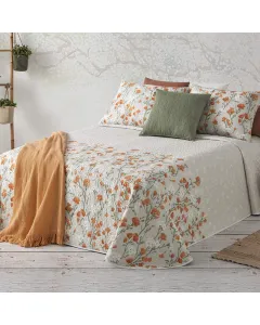 Manterol "Bouti Provenza" Reversible Summer Bedspread Set  - Single & Twin - 2 Pcs - Beige (410 07)
