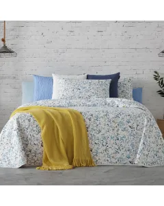 Manterol "Bouti Beach" Reversible Summer Bedspread Set  - Single & Twin - 2 Pcs - Blue (412 15)