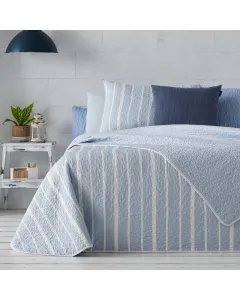 Manterol "Bouti Summer" Reversible Summer Bedspread Set  - Single & Twin - 2 Pcs - Blue (126 08)