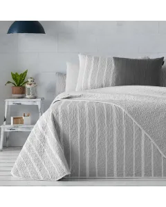 Manterol "Bouti Summer" Reversible Summer Bedspread Set  - Single & Twin - 2 Pcs - Grey (126 07)