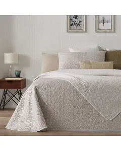 Manterol "Bouti Summer" Reversible Summer Bedspread Set  - Single & Twin - 2 Pcs - Beige (127 07)