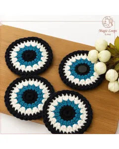 Handmade Crochet Cup Coasters – 4 Pieces (Acrylic Yarn)