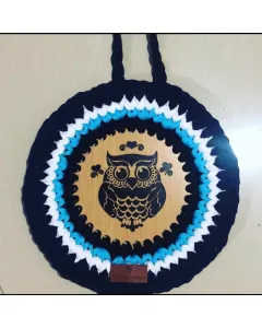Handmade Wooden Wall Hanging – Owl Design with Kilim Yarn