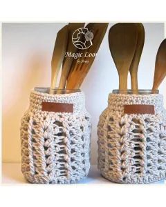 Handmade Crochet Jar Set – 2 Pieces (Glass & Macramé Cover)