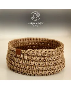 Handmade Burlap Storage Basket with Wooden Base (20cm)