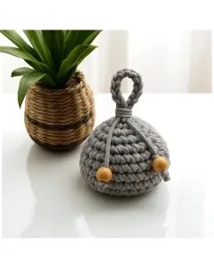 Handmade Crochet Door Stopper – Kilim Yarn with Beads & Stones