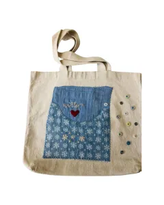Handmade Beige Tote Bag with Brazilian Embroidery – Winter Inspired