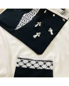 Handmade Black Tote Bag with Palestinian Heritage Appliqué & Olive Branch Accents