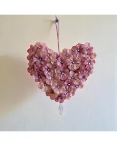 Heart Wall Décor with Flowers & Sparkling Beads – 13×18 cm