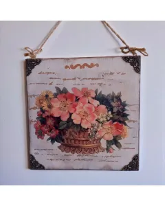 Double-Sided Vintage Wooden Wall Art – 23×23×3 cm