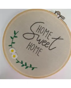Home Sweet Home Embroidered Hoop – 19 cm Wooden Circle