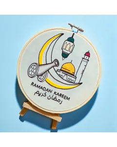 Ramadan Kareem Embroidered Hoop – 15 cm Wooden Circle
