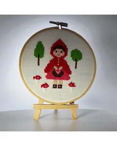 Little Red Riding Hood Embroidered Hoop – 15 cm Wooden Circle