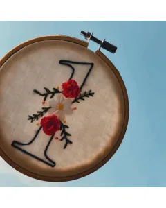 Mini Floral Number Embroidered Hoop – 10 cm Wooden Circle