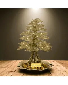Silver Metal Bonsai Tree with LED Light – Height 38 cm