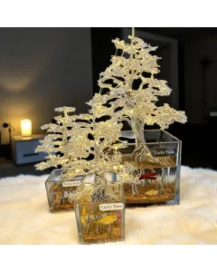 3-Piece Bonsai Tree Set – 1 Large (40 cm) + 2 Medium (25 cm) with Pre-Installed LED Lights