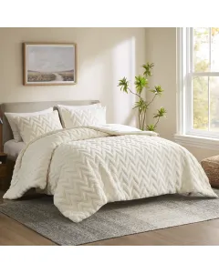 Nova Home Nita 3D Winter Jacquard Sherpa Comforter Set - Single/Twin - Ivory