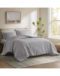 Nova Home Nita 3D Winter Jacquard Sherpa Comforter Set - Single/Twin - Grey