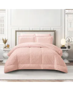 Nova Home Floriva Winter Jacquard Flannel Floral Comforter Set - King/Super King - Pink