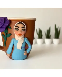 Customizable Girl with Flower Figurine – Handmade Polymer Clay Sculpture (Durable, Long-Lasting Colors)