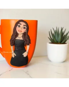 Customizable Girl in Black Dress Figurine – Handmade Polymer Clay Sculpture (Durable, Long-Lasting Colors)