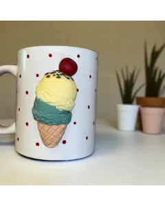 Customizable Ice Cream Figurine – Handmade Polymer Clay Decoration (Durable, Long-Lasting Colors)