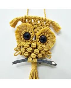 بومة مكرمية جدارية صغيرة – ديكور مصنوع من القطن بأسلوب بوهيمي عصري