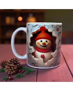 مج (كوب) رجل الثلج لعيد الميلاد – ٣٢٥ مل بطباعة ثنائية الأبعاد بتأثير ثلاثي الأبعاد