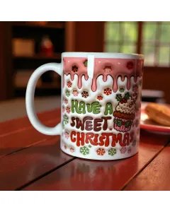 مج (كوب) عيد الميلاد اللطيف – ٣٢٥ مل بطباعة ثنائية الأبعاد بتأثير ثلاثي الأبعاد