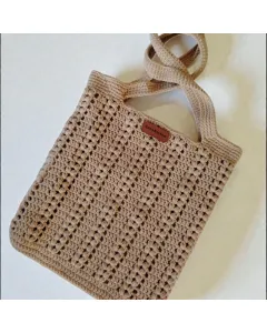 شنطة Tote بيج 23×29 سم من خيوط 55% قطن مع بطانة وقفل مغناطيسي