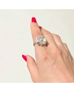 خاتم الوردة مع زهرة ثابتة وزهرة متحركة (تدور) – 4 غرام