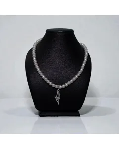 سنسال لؤلؤ مع اسم فلسطين من فضة عيار 925