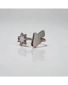 خاتم نجمة مختوم مع اختيار لون النجمة من فضة عيار 925